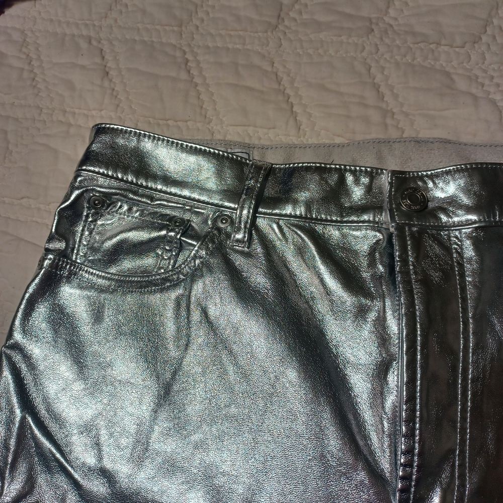 GAP Silver Faux Leather Woman Jeans - Picture 3 of 8